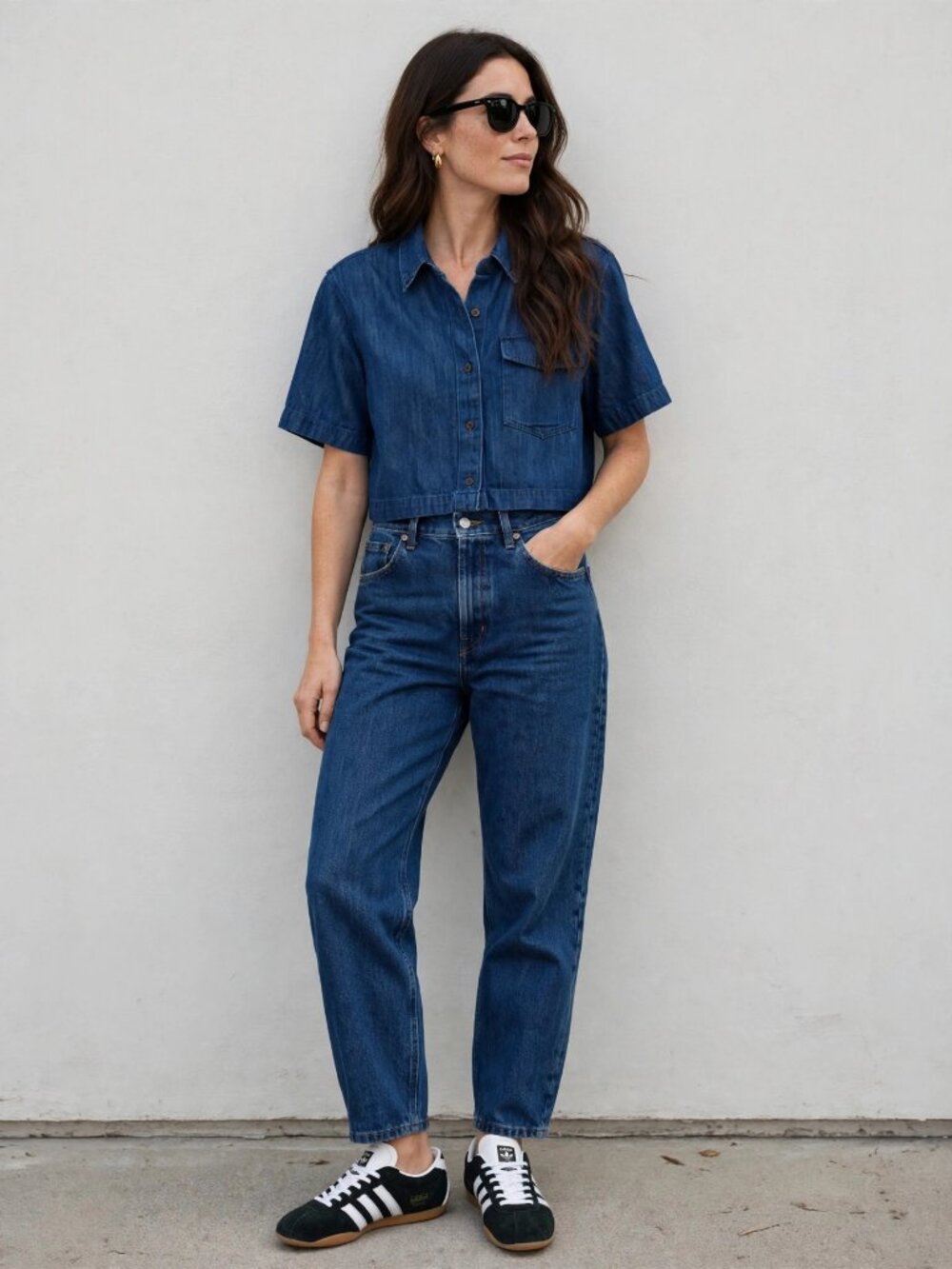 J.Crew Cropped Patch Pocket Shirt Denim Twill S